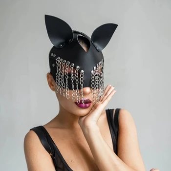 Cosplay Sexy De Bdsm, Fetiche Máscara Erótica De Las Mujeres Carnaval De Halloween Disfraces De La Bola De Fantasía De La Servidumbre Punk Gato Orejas Máscaras