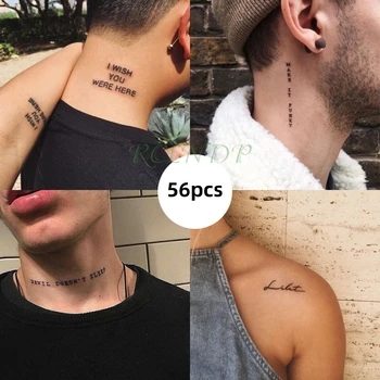 Tatuaje conjunto de etiqueta de las frases en inglés valiente respirando beso Tatoo Temporal Flash Tatto Falso cosas interesantes para Hombres Mujeres 56 Pcs