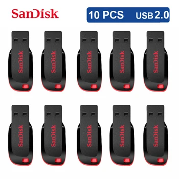 10PCS/LOTE Original de SanDisk CZ50 USB 2.0 Mini Pen Drive 16GB 32GB 64GB 128GB de Memoria Flash USB Stick U Disco la Llave de memoria USB Pendrive