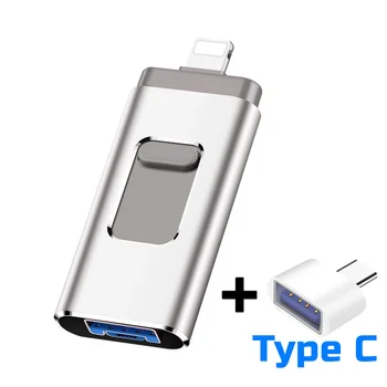 4 en 1 USB Flash Drive USB 3.0 para iPhone/iPad/IOS/Android/PC de 128 gb 64 GB 32 GB 16 GB Pendrive OTG Cle USB Tipo C Memory Stick