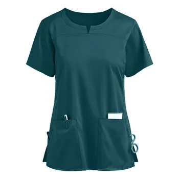 Las mujeres de la Enfermería Uniformes Camisetas Tops de Manga Corta Bolsillo de los Trabajadores de Cuidado de los Exfoliantes de Trabajo Médico del Uniforme de Enfermería, Trabajadores Exfoliantes Tops