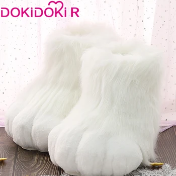 Fursuit Cosplay DokiDoki Animal Zapatos De Gato Peludo Animal Zapatos Prop Fursuit Cosplay Accesorios De Utilería De Halloween Lolita Lindo Gato