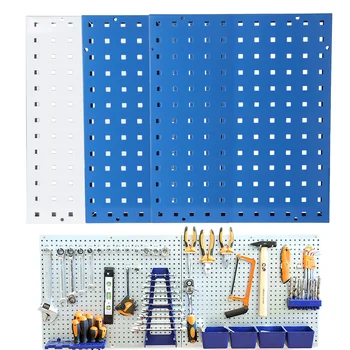 Colgante de Herramientas del Panel de Pared de Almacenamiento de Metal Perforado con Ranuras/Agujeros Organizador Rack Estante de Exhibición Azul/Blanco Taller/Garaje/Cocina