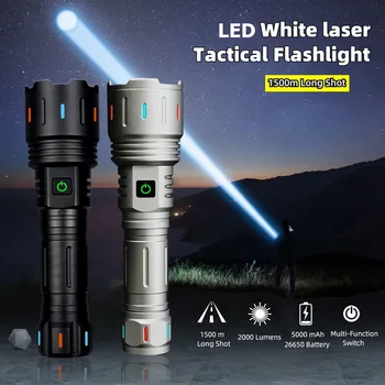 Blanco de Luz Láser, Linterna de LED de 1500 Metros Super Brillante USB Recargable de la Antorcha de la Táctica Militar de la Búsqueda de la Linterna