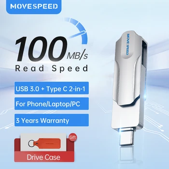 MOVESPEED 2 en 1 Unidad Flash USB de 128 gb 3.0 OTG Tipo C Pen Drive de 256 gb 64 GB, 512 GB USB de Metal C Pendrive para Teléfonos Portátiles Macbook
